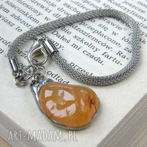bransoletka z karneolem naturalny kamien, amulet, talizman, prosta