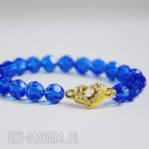 bracelet by sis cyrkoniowe serce w kryształach niebieskich, love, prezent