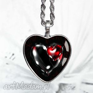 hot heart naszyjnik serce z grafiką w szkle, serduszko walenynki, prezent