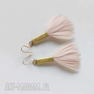 piórko kolczyki mosiądz, zmatowione