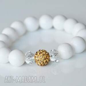 ręcznie wykonane bracelet by sis: cyrkoniowe discoball w białym marmurze