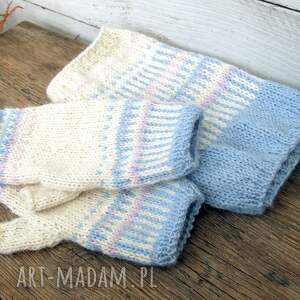 pod choinkę Komin i mitenki - komplet z alpaki w pastelowych kolorach