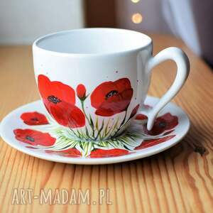 ręcznie zrobione ceramika filiżanka ceramiczna maki 220ml prezent dla kobiety kwiaty