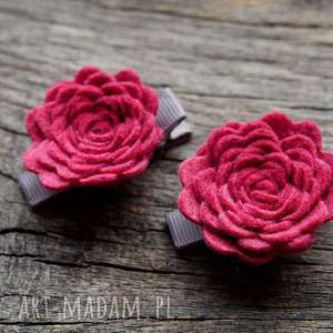 handmade ozdoby do włosów roses spinki do włosów raspberry