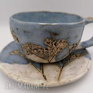 handmade ceramika mini komplet "błękitno - kwiatowo"