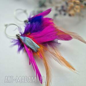 Kolczyki lekkie pióra Boho rękodzieło kol, boh, fri, pio, et