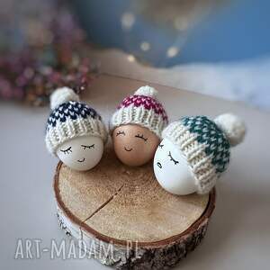 Czapeczki na jajka - zestaw 3 szt, ozdoby wielkanocne