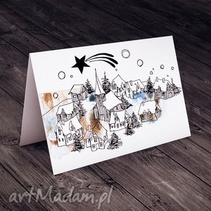 pomysł na prezent na święta zimowe miasteczko - Karteczka na świąteczne