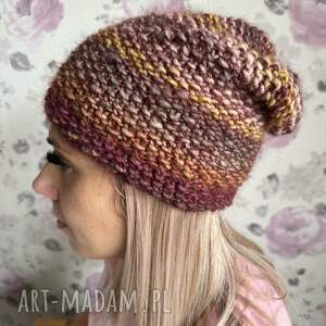 jesienna czapka, nakrycie głowy, jesiennozimowydodatek dla niej na drutach