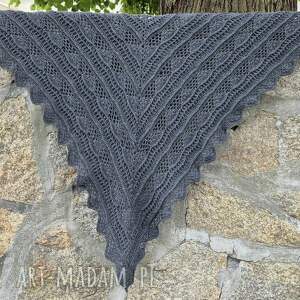 chustki i apaszki chusta wykonana na szydełku - popielaty obłok