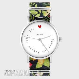 handmade zegarki zegarek - there is always time for love - kwiaty, nato