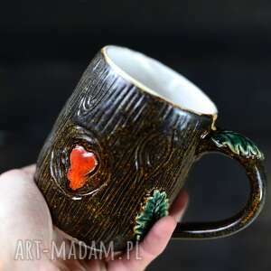 azulhorse handmade kubek ceramiczny do kawy herbaty leśne serce 450ml