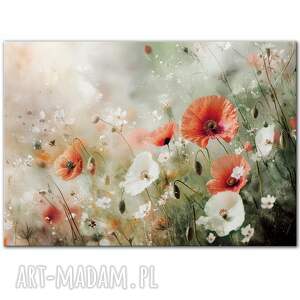 Obraz na płótnie 100x70 cm - łąka z makami