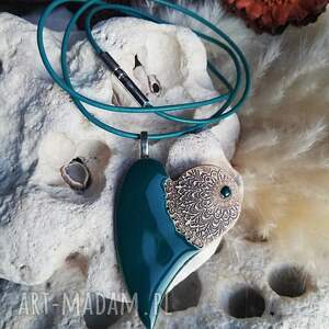 handmade naszyjniki wyjątkowy walentynkowy naszyjnik z sercem asymetrycznym serduszko