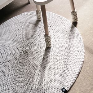 okrągły dywan z bawełnianego sznurka 100 cm chodnik, rękodzieło szydełkowy
