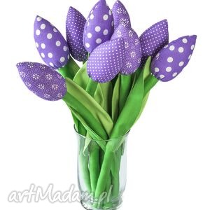 handmade dekoracje tulipany, fioletowy bawełniany bukiet