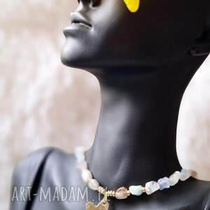 🌿 wisior z amazonitami i mosiężnym kwiatem spokój lata - ręcznie wykonany amulet