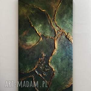 Efektowny duży obraz strukturalny abstrakcyjny płaskorzeźba 80x160cm