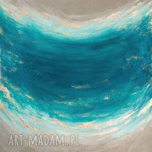 annsayuri art turkusowy obraz abstrakcyjny ręcznie malowany maldives x 70x70cm