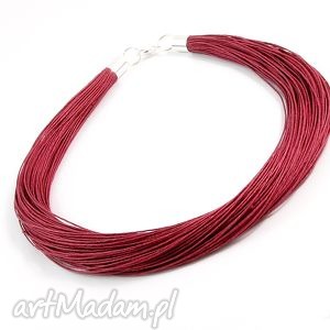 handmade naszyjniki naszyjnik otulona lnem - maroon