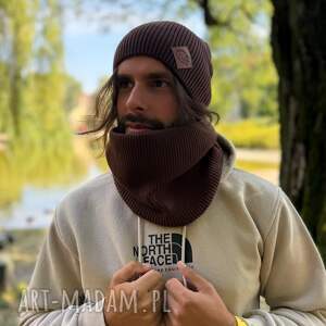 Męski bawełniany komin “Brąz”, zimowy buff na zimę