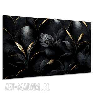 Obraz na płótnie czarno-złote liście 120x80 cm