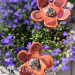 Ciemnoczerwony kwiat ceramiczny handmade - dekoracja do domu