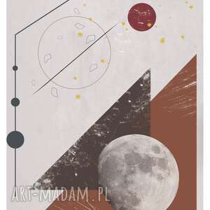 plakat moon landing rust, rdza, miedź, księżyc, geometryczny