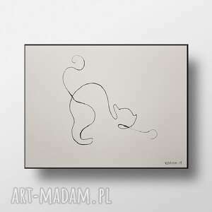 minimalizm - kotek akwarela formatu A4, papier, tusz, mninimalizm