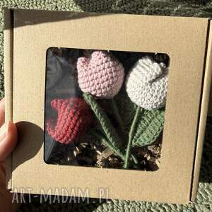 zestaw 3 magnesów tulipany - mix kolorów w pudełku prezentowym magnes na lodówkę