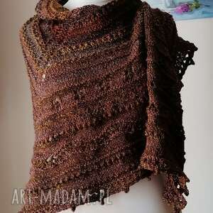 unikalny, rustykalna gruba chusta, ręcznie wykonana chusta na drutach