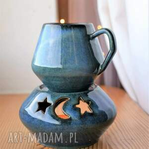 handmade ceramika kubek 400ml z podgrzewaczem ceramiczny morski