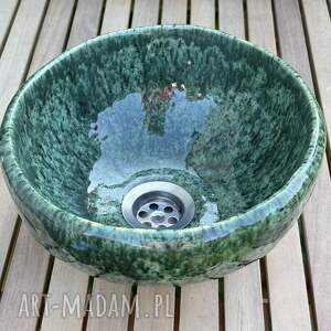 Mini umywalka ceramiczna nablatowa handmade - zielona