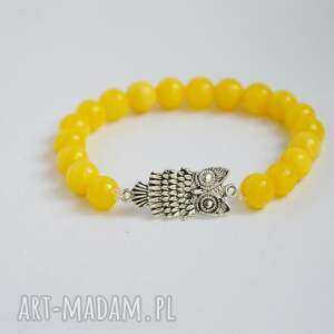 handmade bracelet by sis: sowa w żółtych kamieniach, marmurze