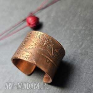 DETAIL: Pierscionek miedziany ptak kruk 1,5 cm - regulowany, gothic