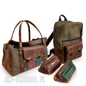 prezent ślubny zestaw toreb podróżnych skóra crazy horse brezent, torby podróżne