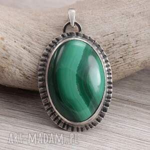 Malachit w oksydowanym srebrze wisior 1952a, i - srebro