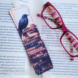 Zakładka do książki z krukiem - welurowa handmade