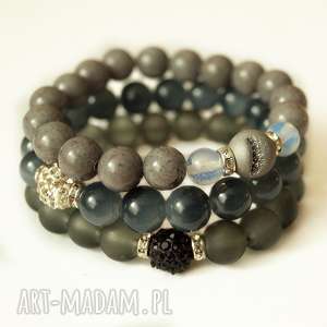 handmade set graphite, grey, jades&zircons