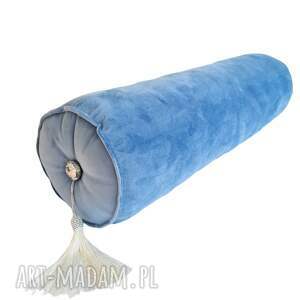 handmade poduszki poduszka premium wałek glamour niebieski