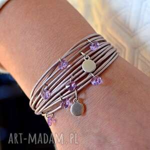 ręczne wykonanie bransoletka meenias lavendos cristal