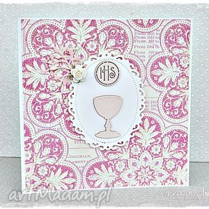 handmade scrapbooking kartki kartka na komunię dla dziewczynki