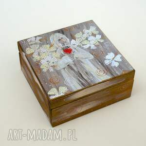 Prezent Z całego serca - Szkatułka, anioł, miłość, decoupage