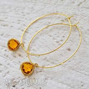 gold hoops & amber orange raindrops