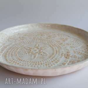 ręcznie wykonane ceramika koronkowy talerz - taca