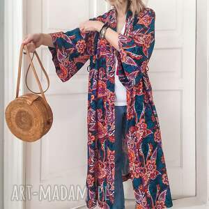 kimono zoe długie, rękaw prosty, kimono, płaszcze, sukienki maxi