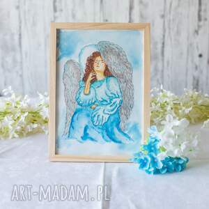 obraz - akwarela anioł gwiżdżący na troski, przesłanie, wyjątkowy, oryginał