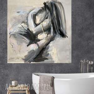 Piękna 100x100cm, kobieta duży obraz, obrazy nad - łóżko