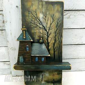 drewniany wieszak - stara kapliczka mały wieszaczek na klucze dekoracja