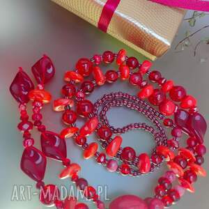 Prezent Naszyjnik Czerwone Korale Długie Koral Koralowiec Perły